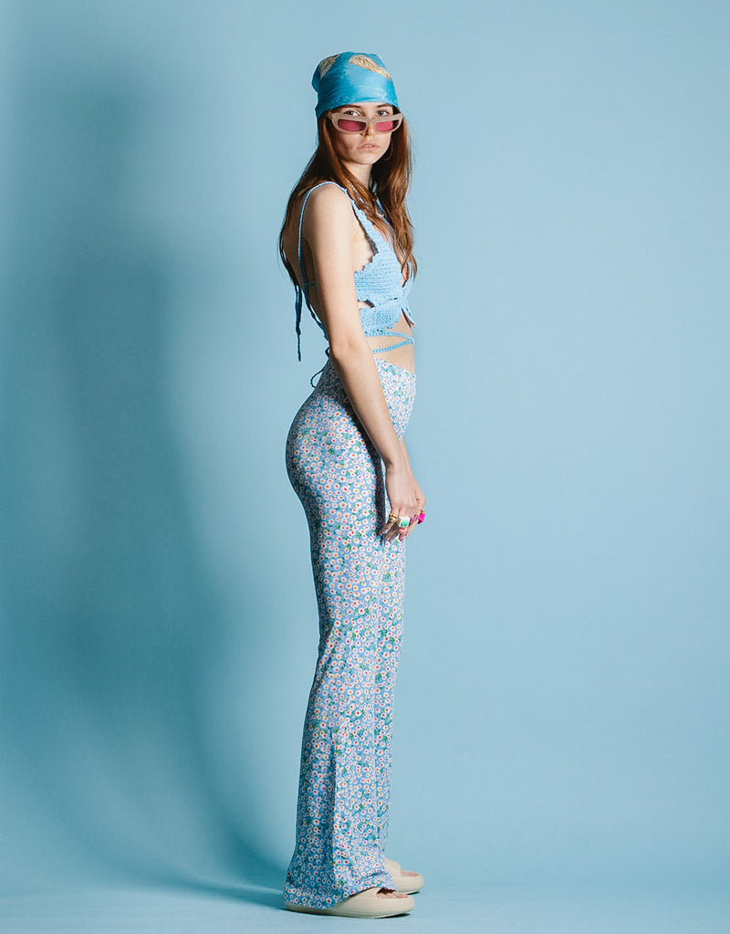 Cropped Flared Trousers - Sapphire, Azure Geo | Boden UK